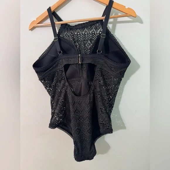 Adore me Elegant Black Crochet One-Piece Swimsuit womens size 1x , XL NWT - Picture 4 of 4